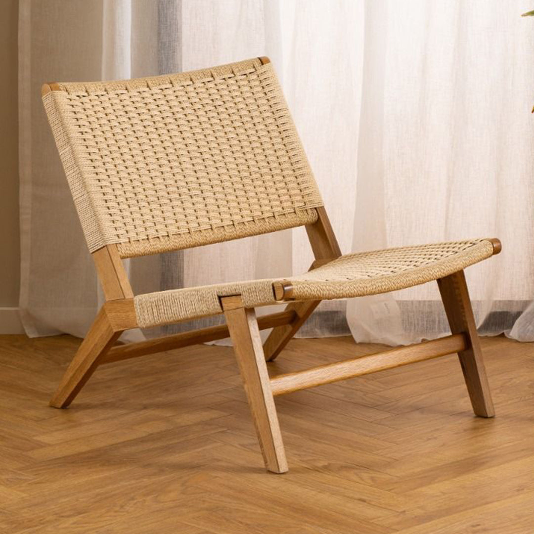 Wooden Lounge Chair With Woven Paper Plaits - Carson