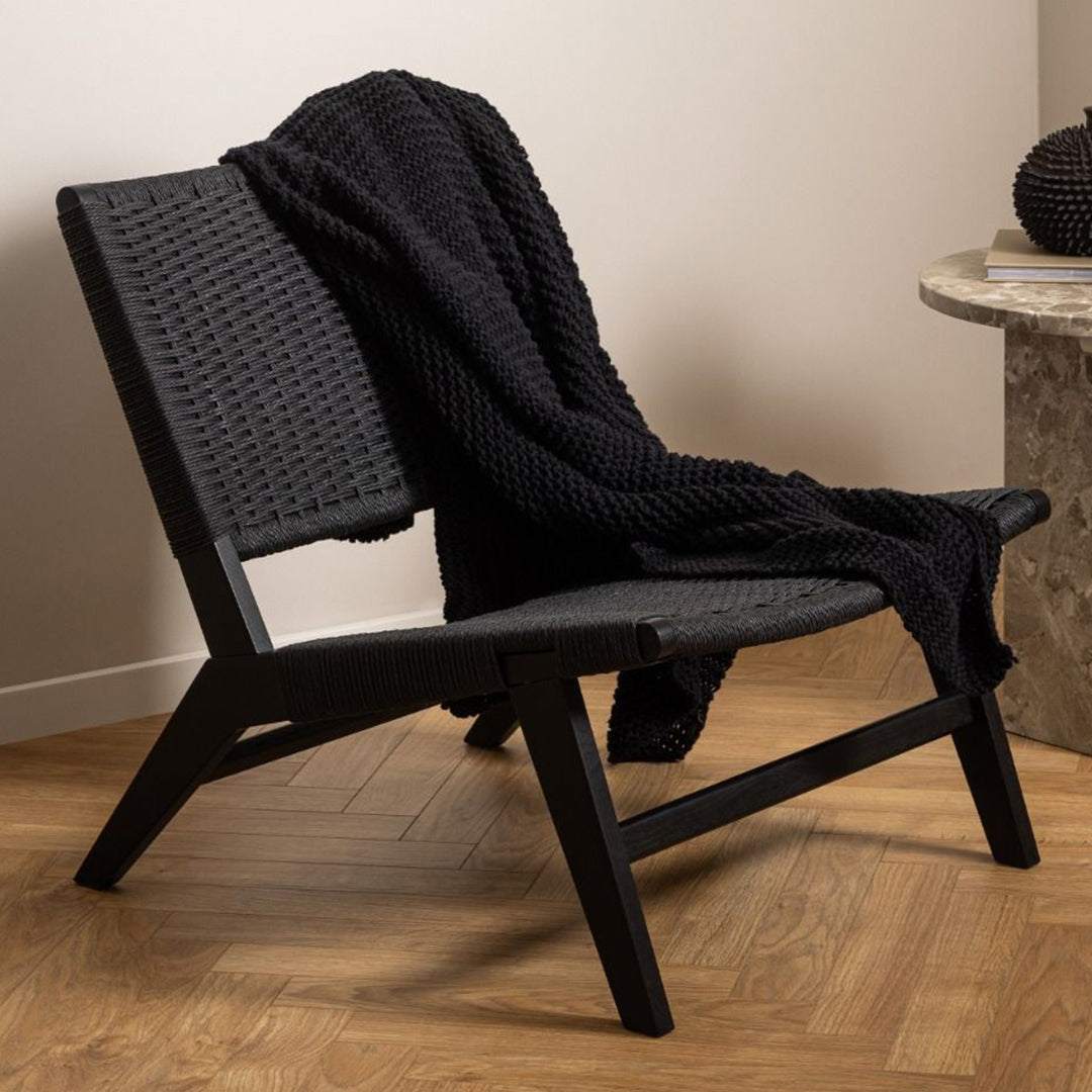 Wooden Lounge Chair With Woven Paper Plaits - Carson