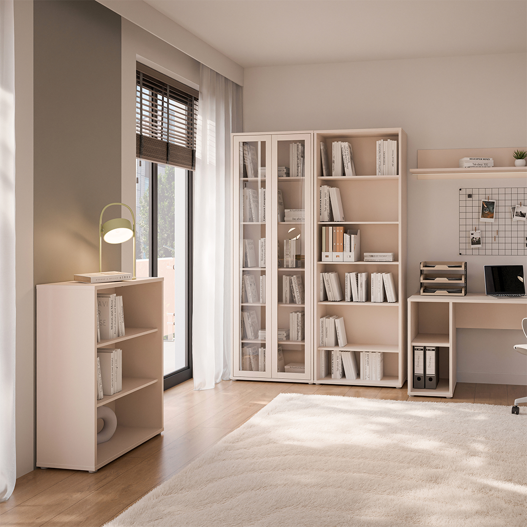 Wooden Low Bookcase Wide With 2 Shelves - Alice Springs