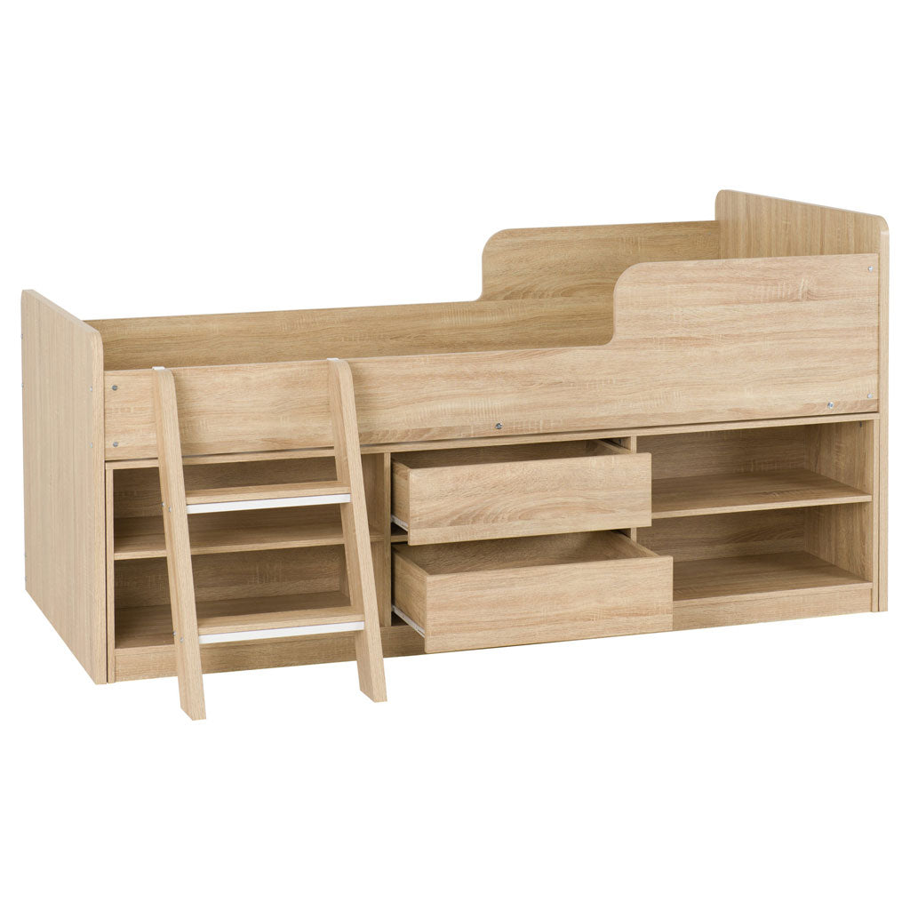 Wooden Low Sleeper Bed With Ladder - Felix