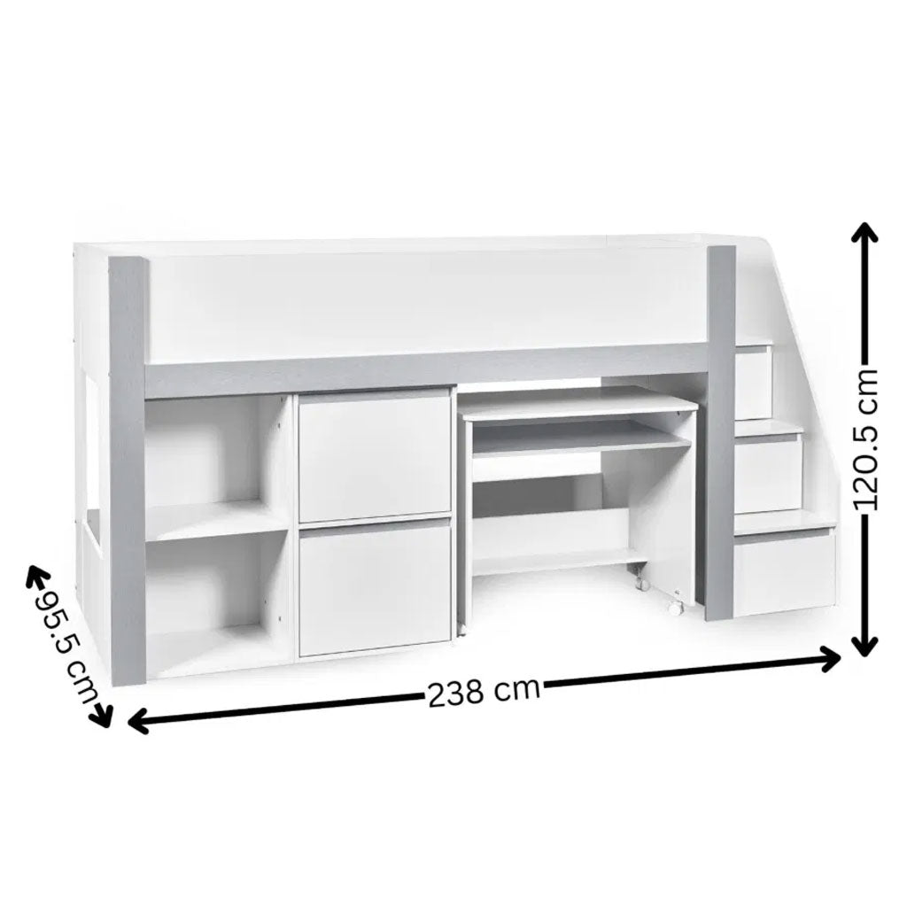 Wooden Mid Sleeper Bed With Ladder - Gaia