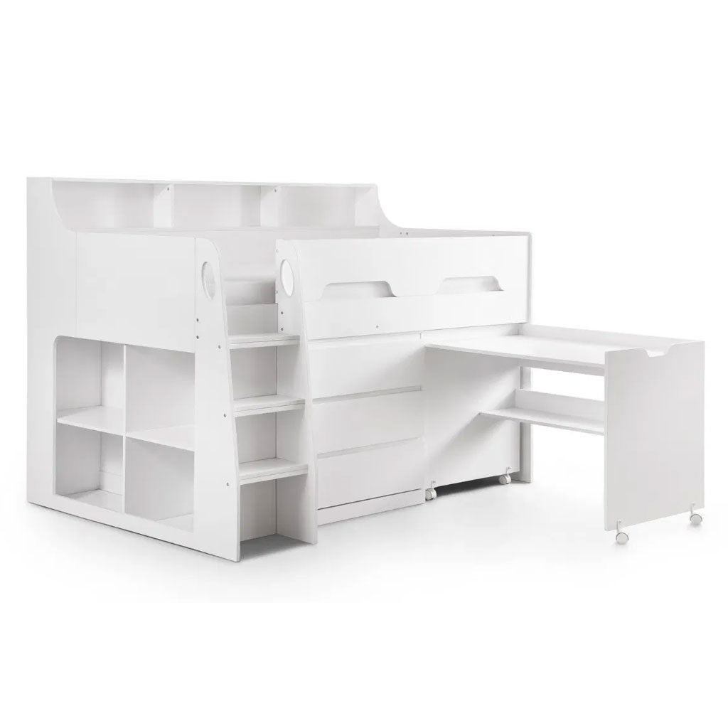 Wooden Mid Sleeper Bed With Ladder - Jupiter