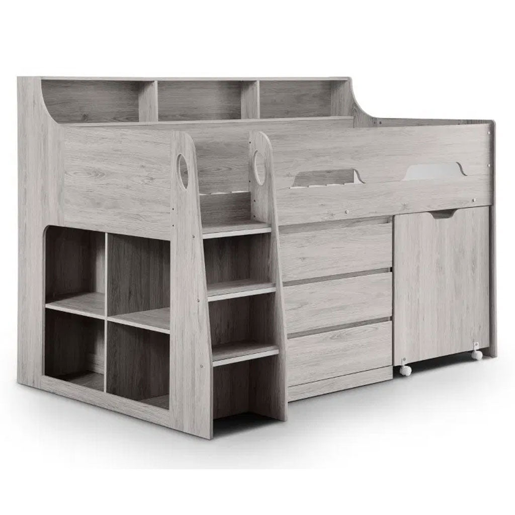 Wooden Mid Sleeper Bed With Ladder - Jupiter