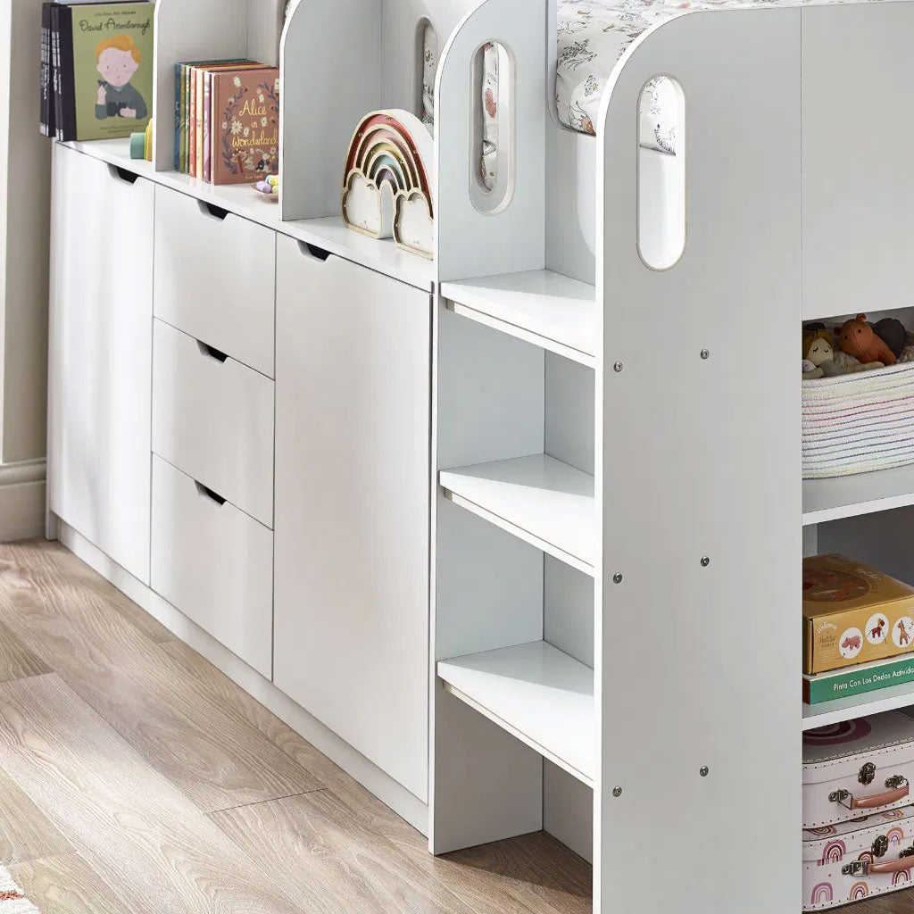 Wooden Mid Sleeper Bed With Ladder - Vision