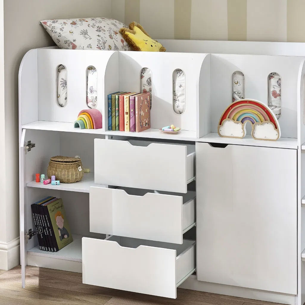 Wooden Mid Sleeper Bed With Ladder - Vision