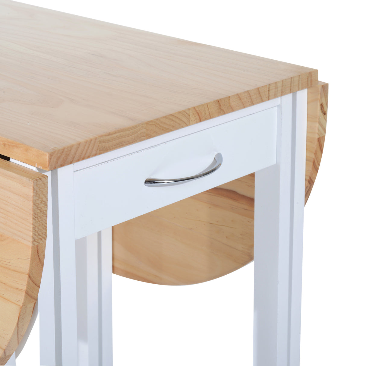 Wooden Mobile Foldable Drop Leaf Dining Table With 2 Stools - Velmora