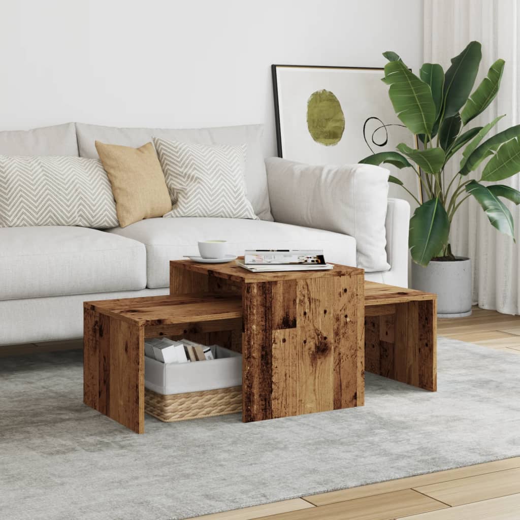 Wooden Nest Of 2 Coffee Tables 100cm Wide - Vantage Home