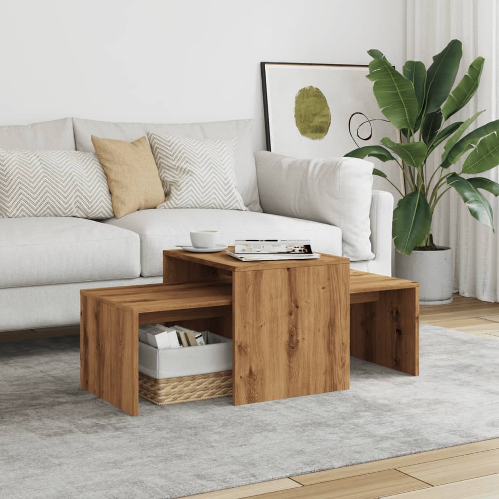 Wooden Nest Of 2 Coffee Tables 100cm Wide - Vantage Home