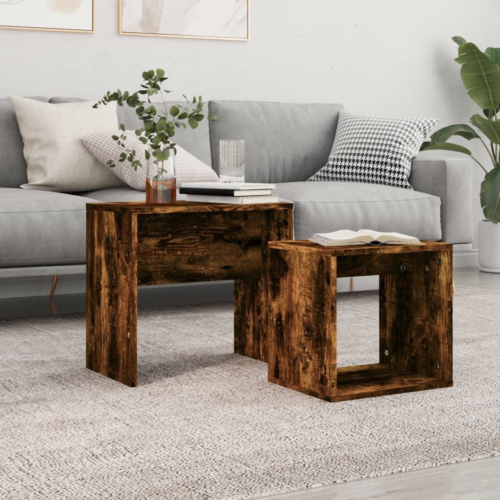 Wooden Nest Of 2 Coffee Tables 48cm Wide - Vantage Home
