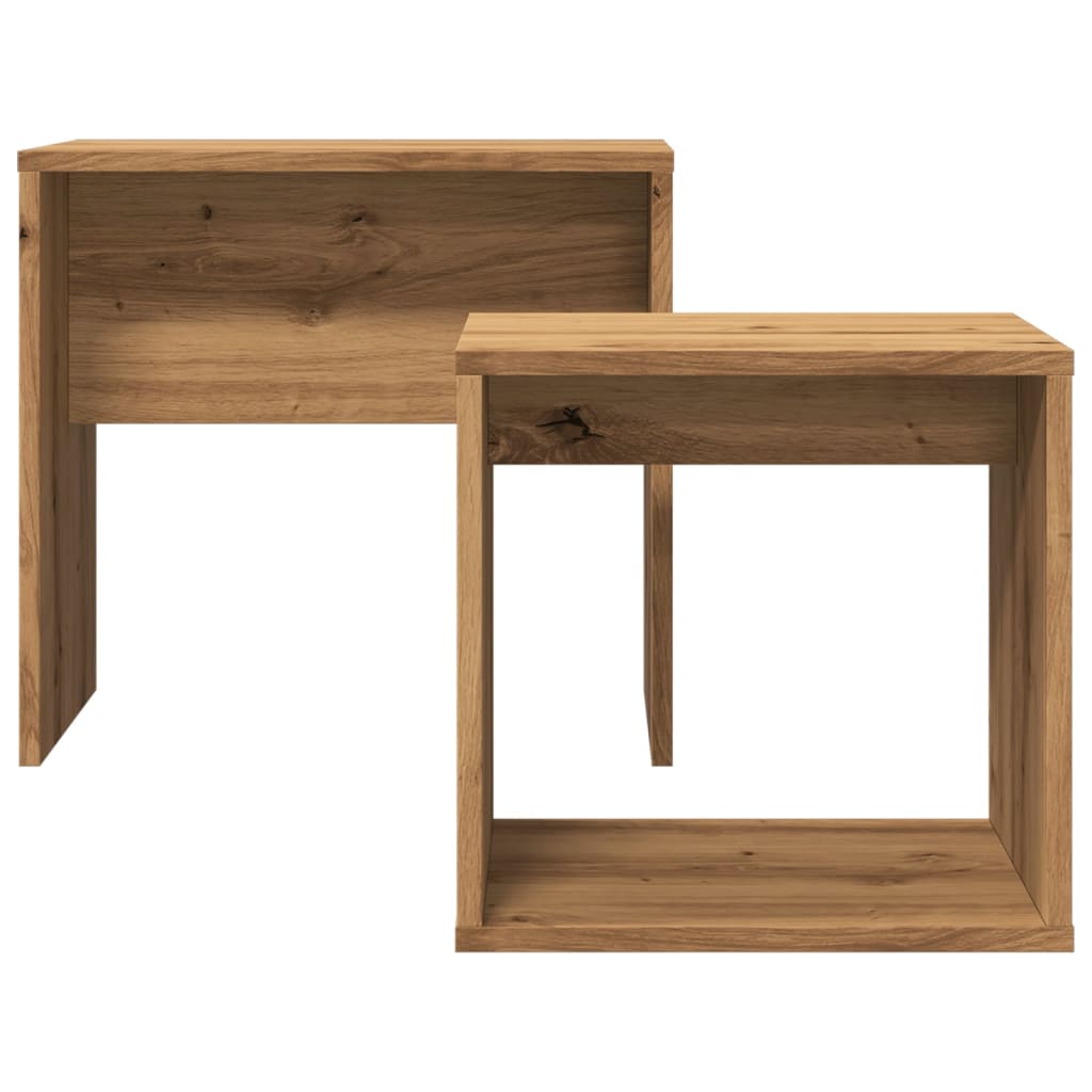 Wooden Nest Of 2 Coffee Tables 48cm Wide - Vantage Home