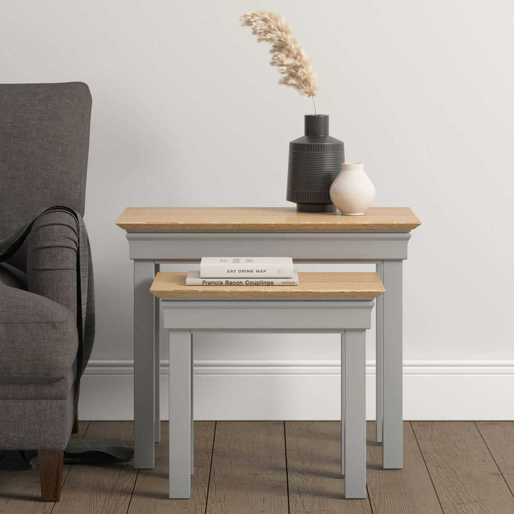 Wooden Nest Of 2 Tables - Bordeaux