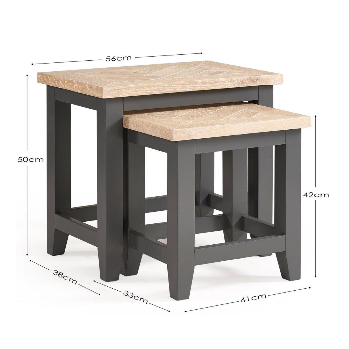 Wooden Nest Of 2 Tables Rectangular - Bordeaux