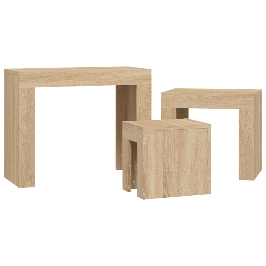 Wooden Nest Of 3 Coffee Tables 61cm Wide - Vantage Home