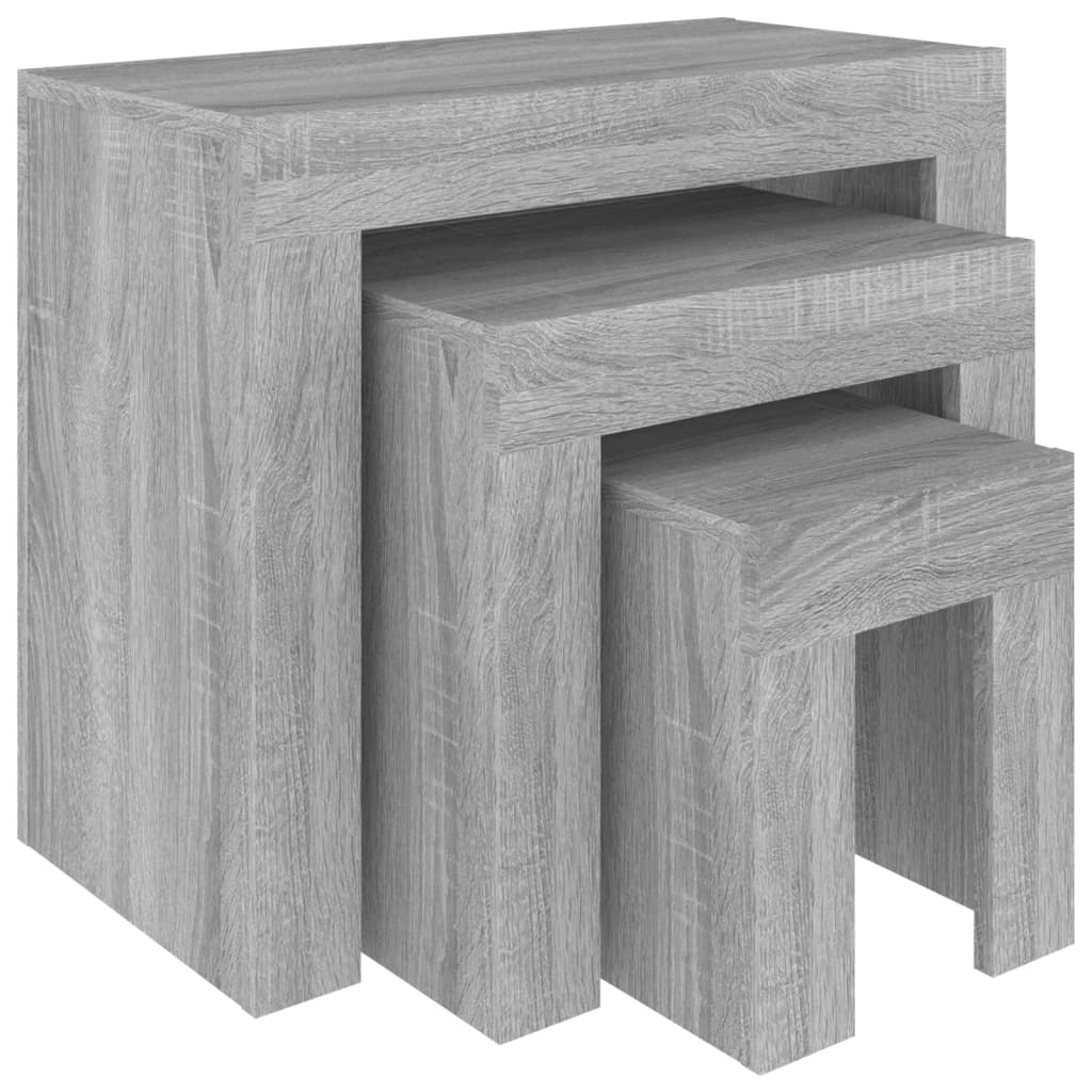 Wooden Nest Of 3 Coffee Tables 61cm Wide - Vantage Home