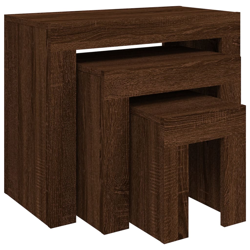 Wooden Nest Of 3 Coffee Tables 61cm Wide - Vantage Home