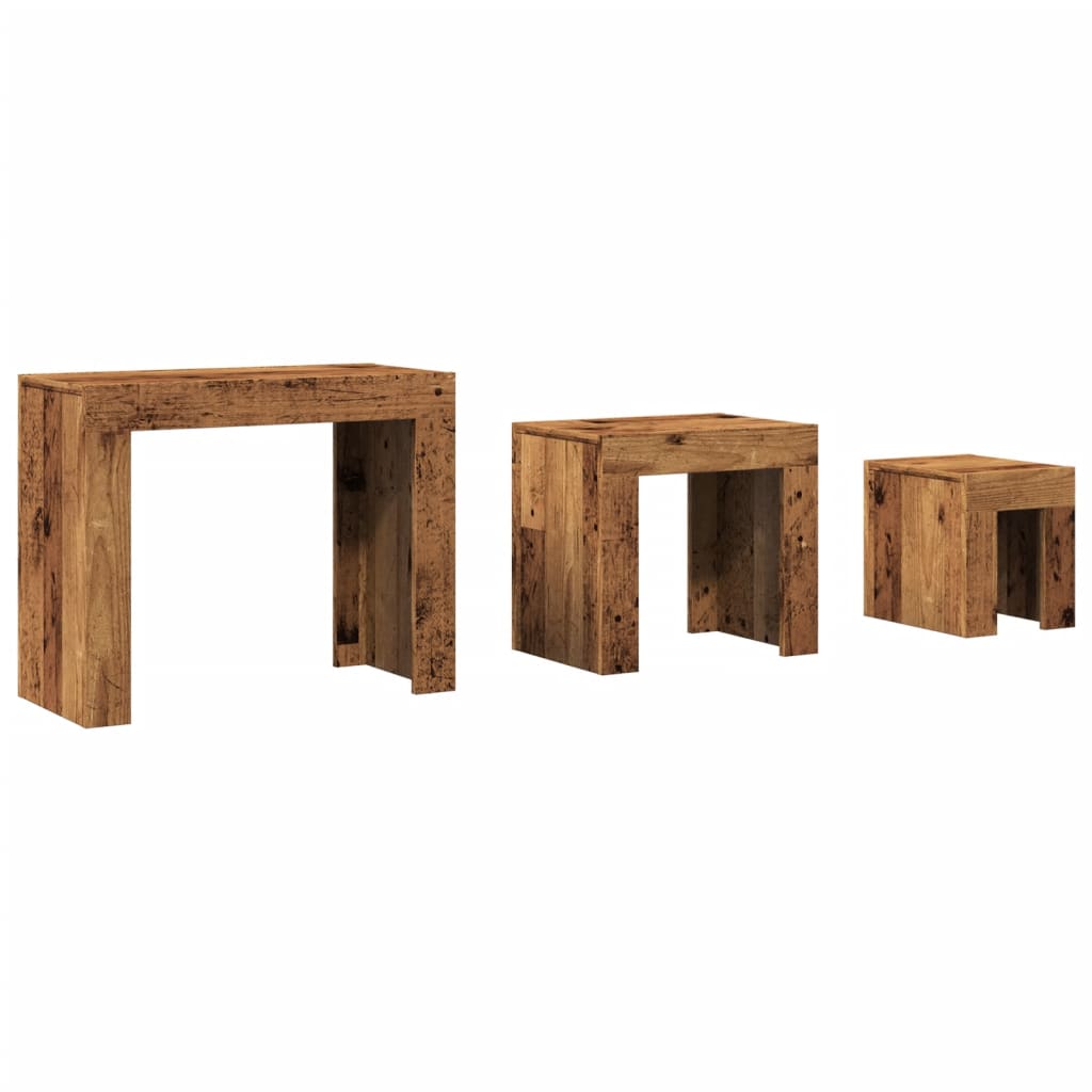 Wooden Nest Of 3 Coffee Tables 61cm Wide - Vantage Home