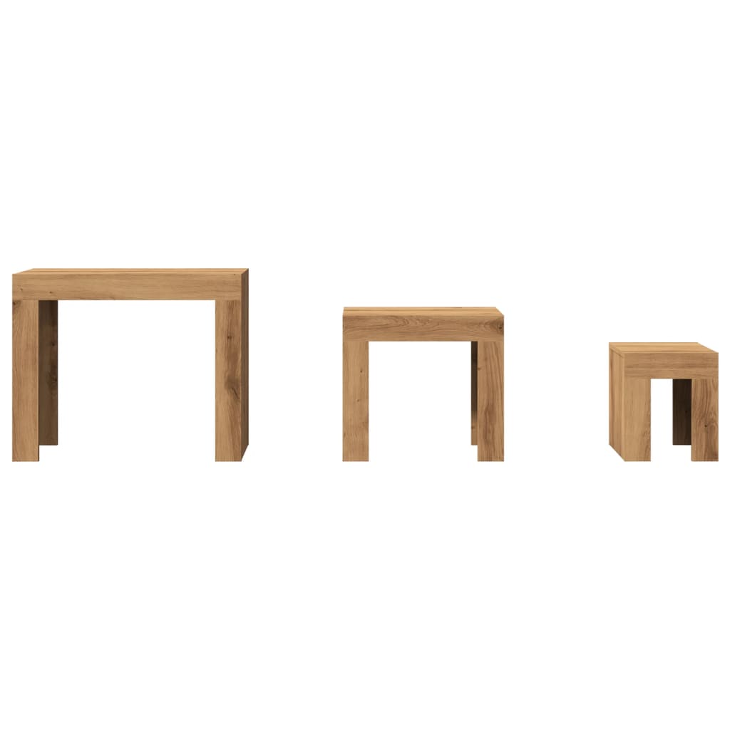 Wooden Nest Of 3 Coffee Tables 61cm Wide - Vantage Home