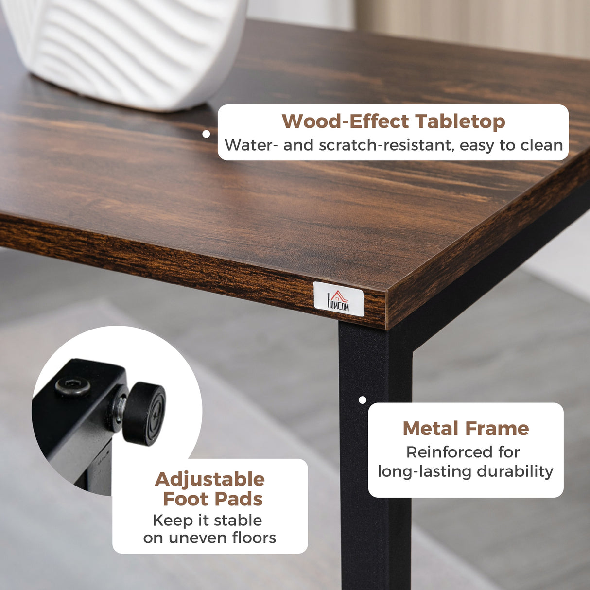 Wooden Nest Of 3 Tables 45cm Wide With Steel Frame - Velmora