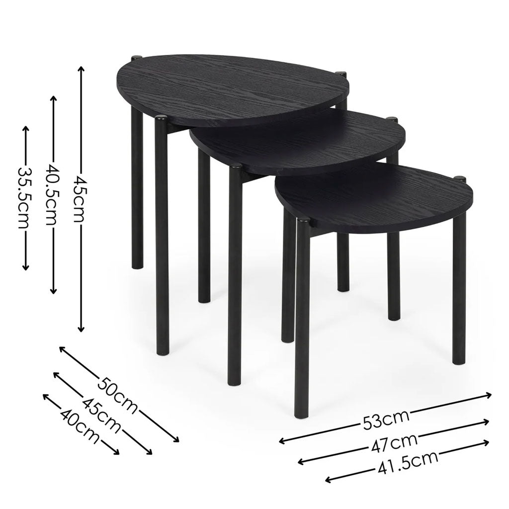 Wooden Nest Of 3 Tables Teardrop - Lorette