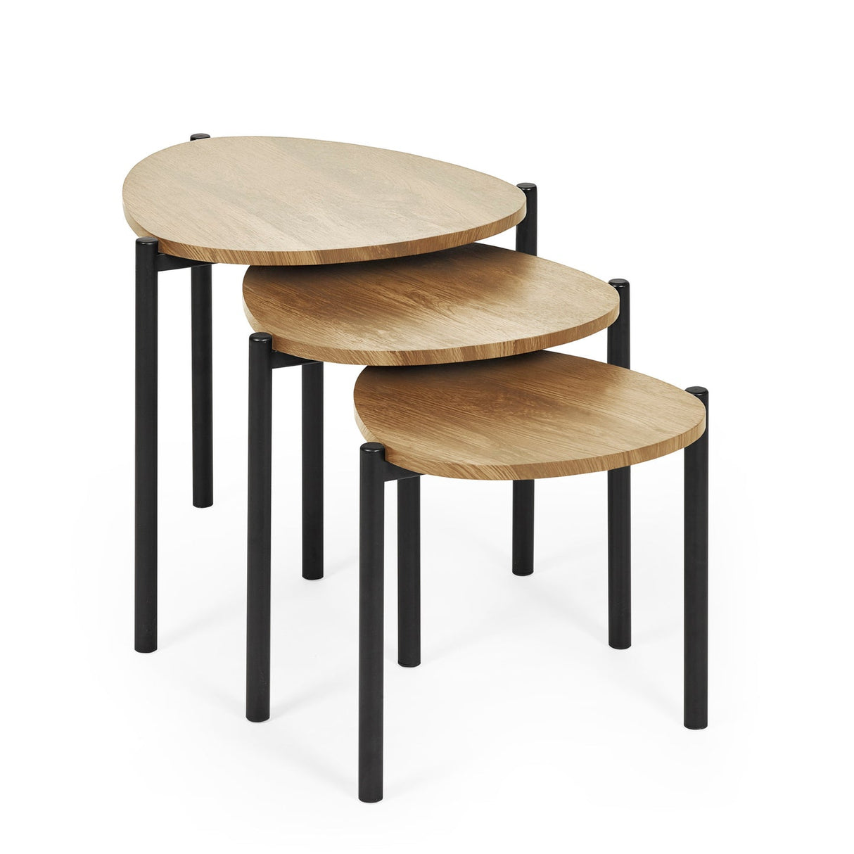 Wooden Nest Of 3 Tables Teardrop - Lorette
