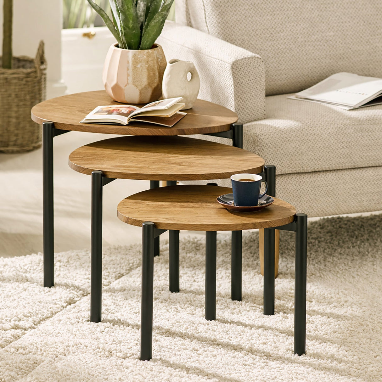 Wooden Nest Of 3 Tables Teardrop - Lorette