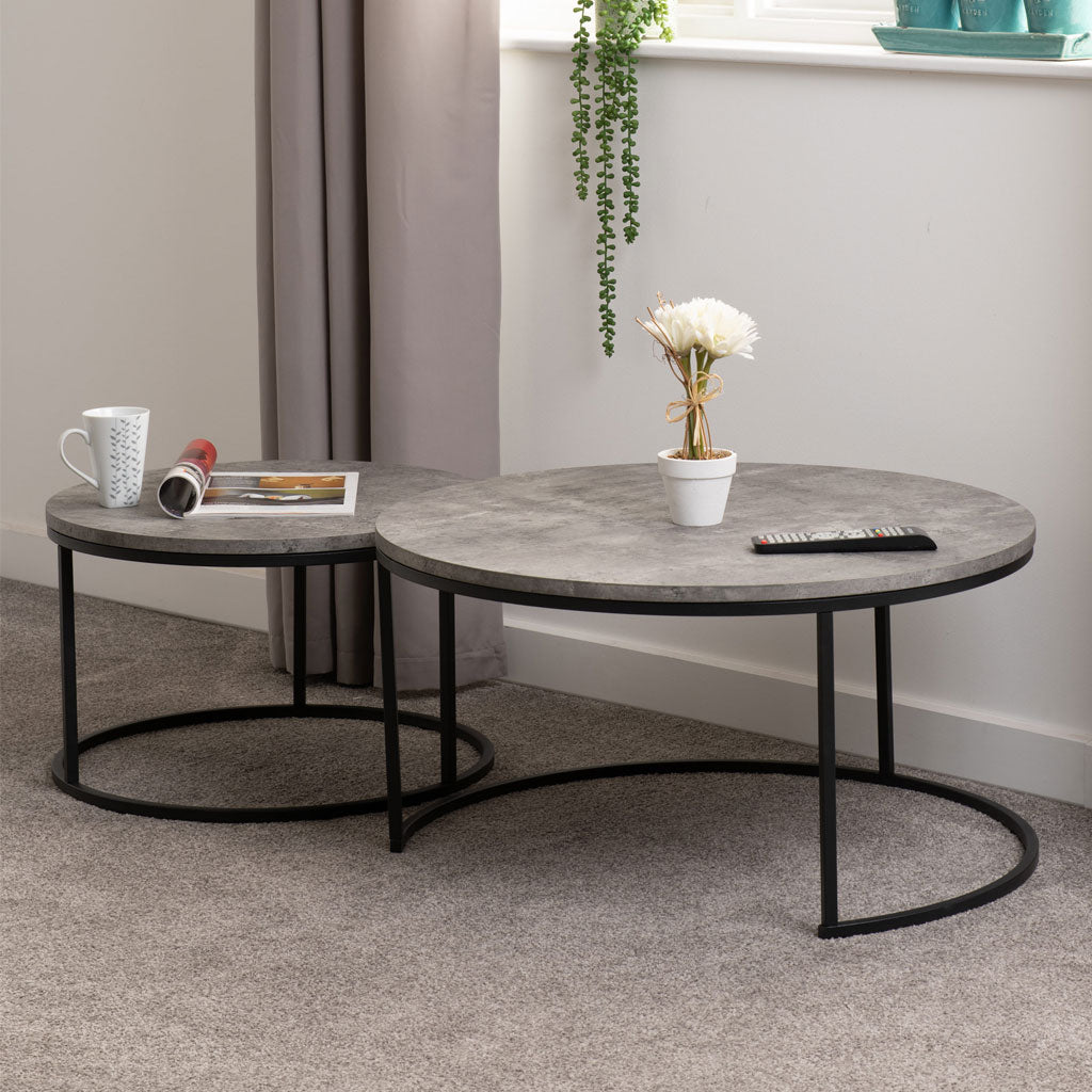 Wooden Nesting Coffee Tables Round - Athens