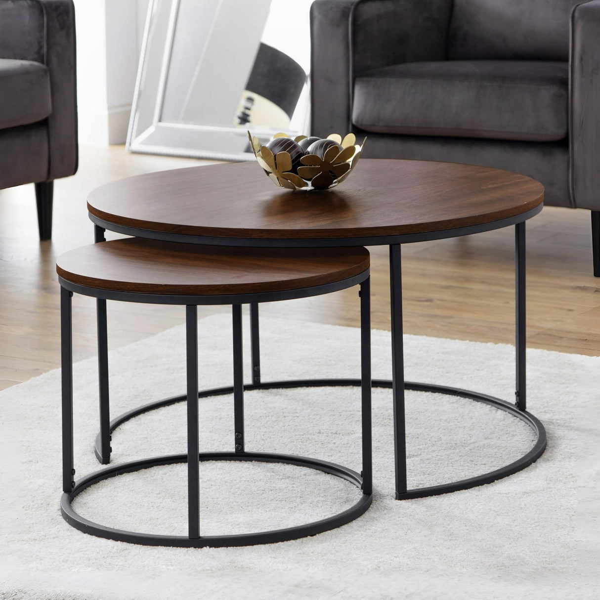 Wooden Nesting Coffee Tables Round - Bellini