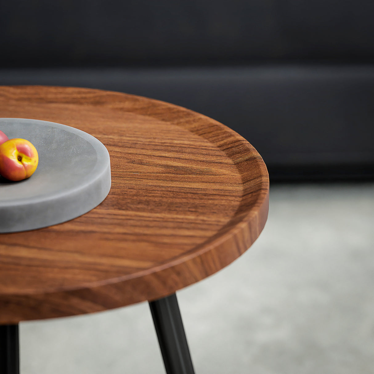 Wooden Nesting Coffee Tables Round in Set of With Metal Legs - Velmora
