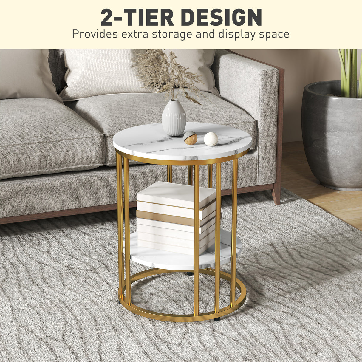 Wooden Nesting Coffee Tables Round in Set of 2 With Under Shelf - Velmora