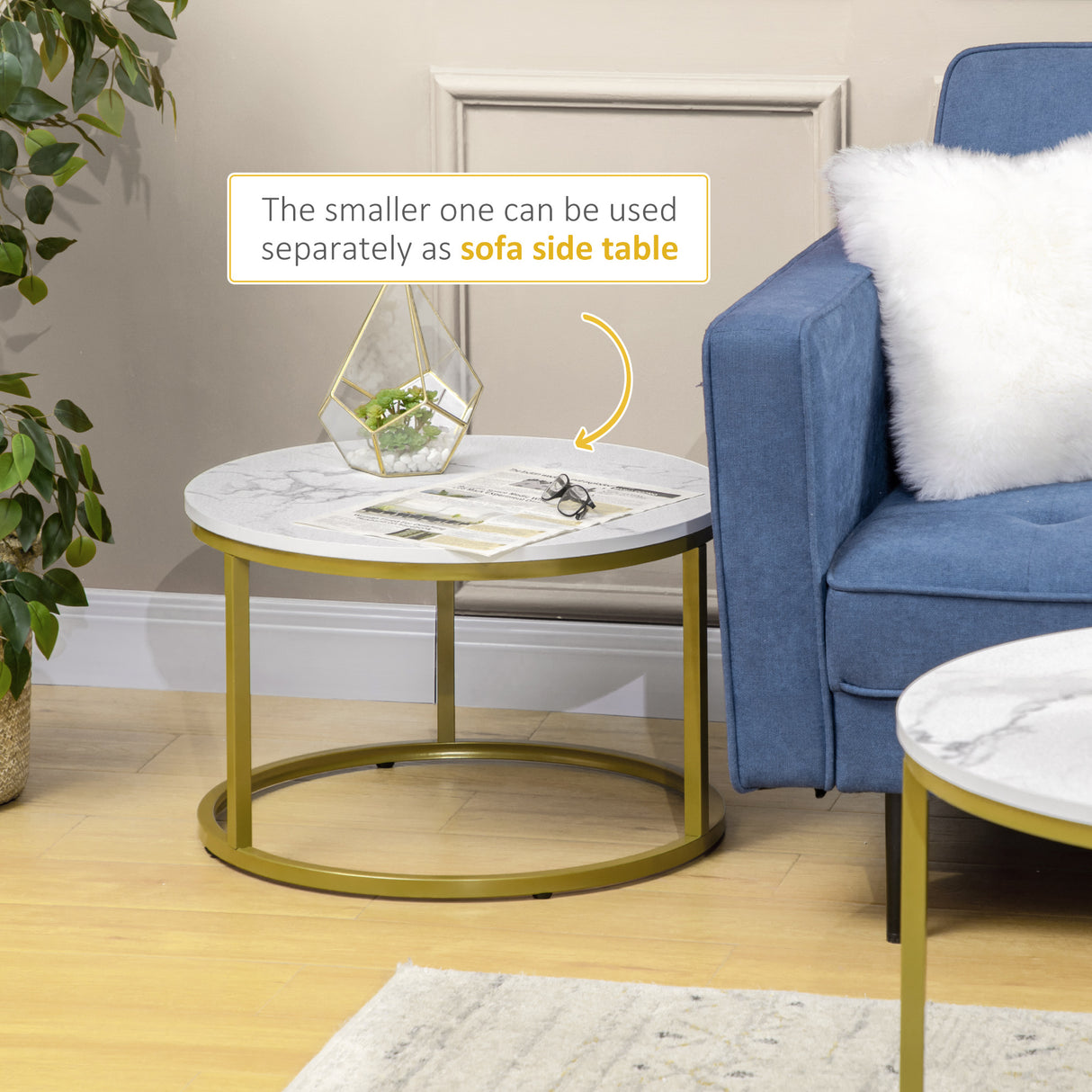Wooden Nesting Coffee Tables Round in Set of 2 - Velmora