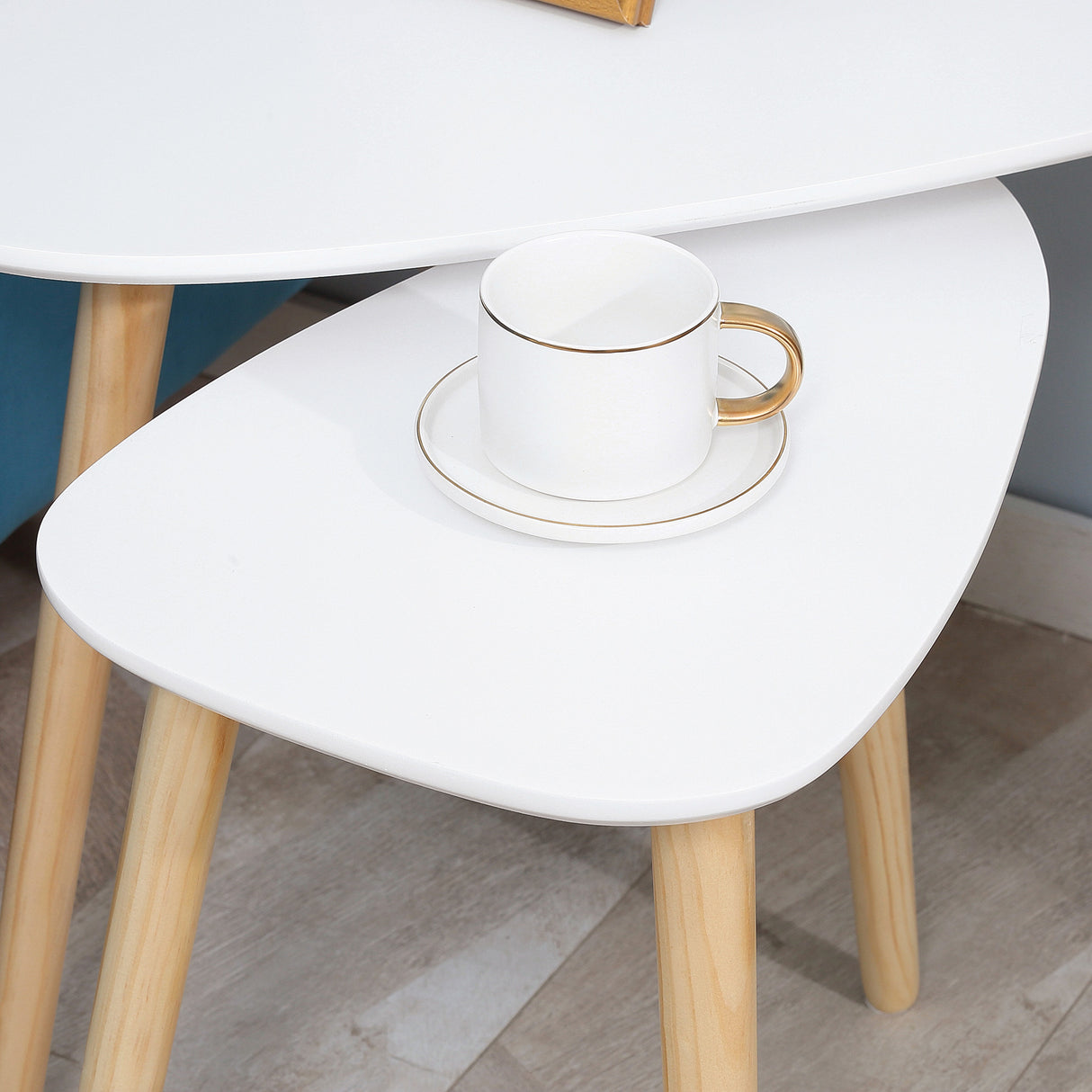 Wooden Nesting Coffee Tables in Set of 2 With Solid Wood Legs - Velmora