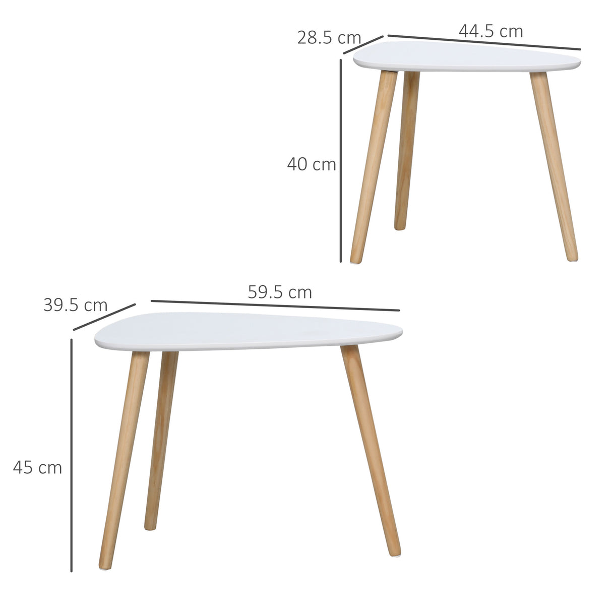 Wooden Nesting Coffee Tables in Set of 2 With Solid Wood Legs - Velmora