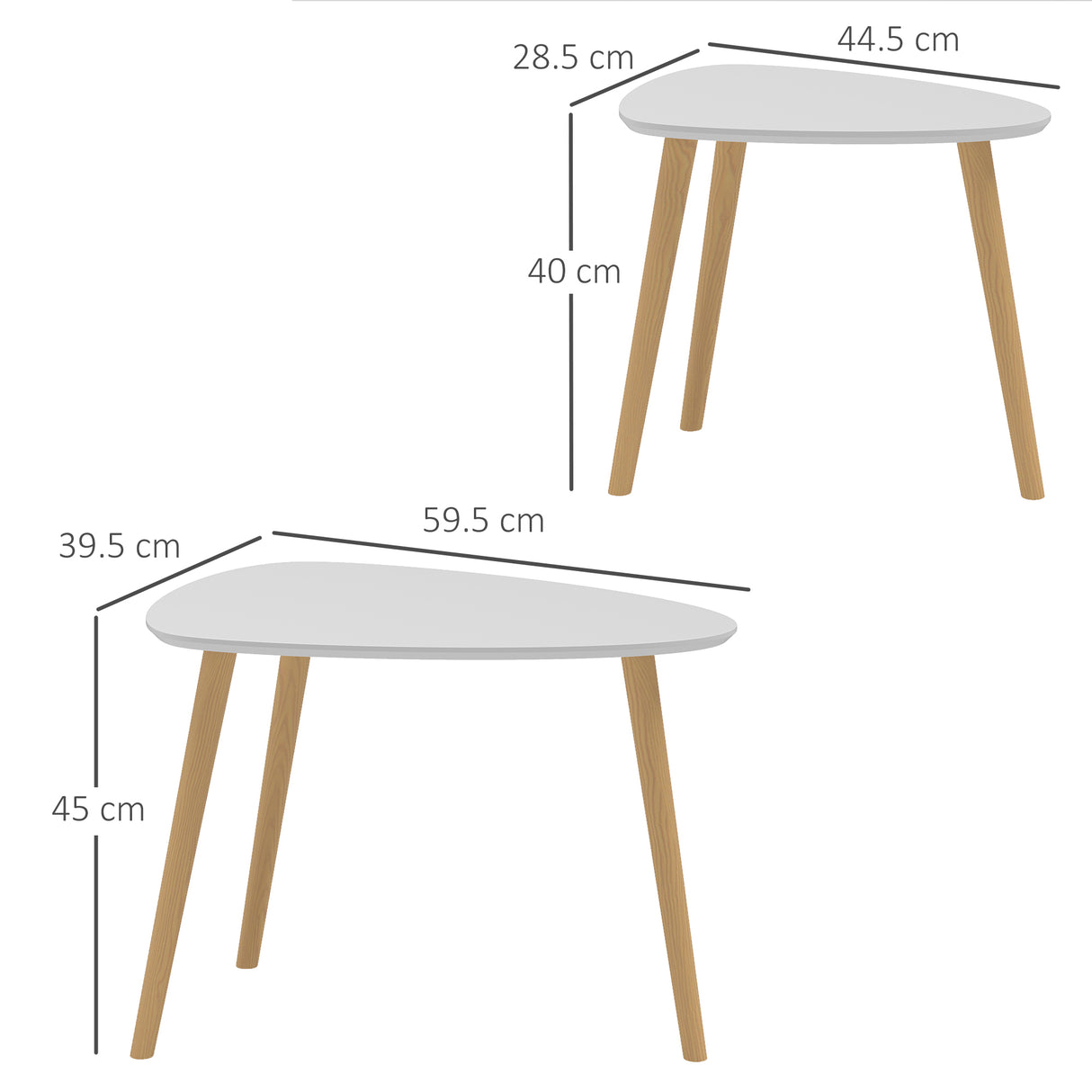 Wooden Nesting Coffee Tables in Set of 2 With Solid Wood Legs - Velmora