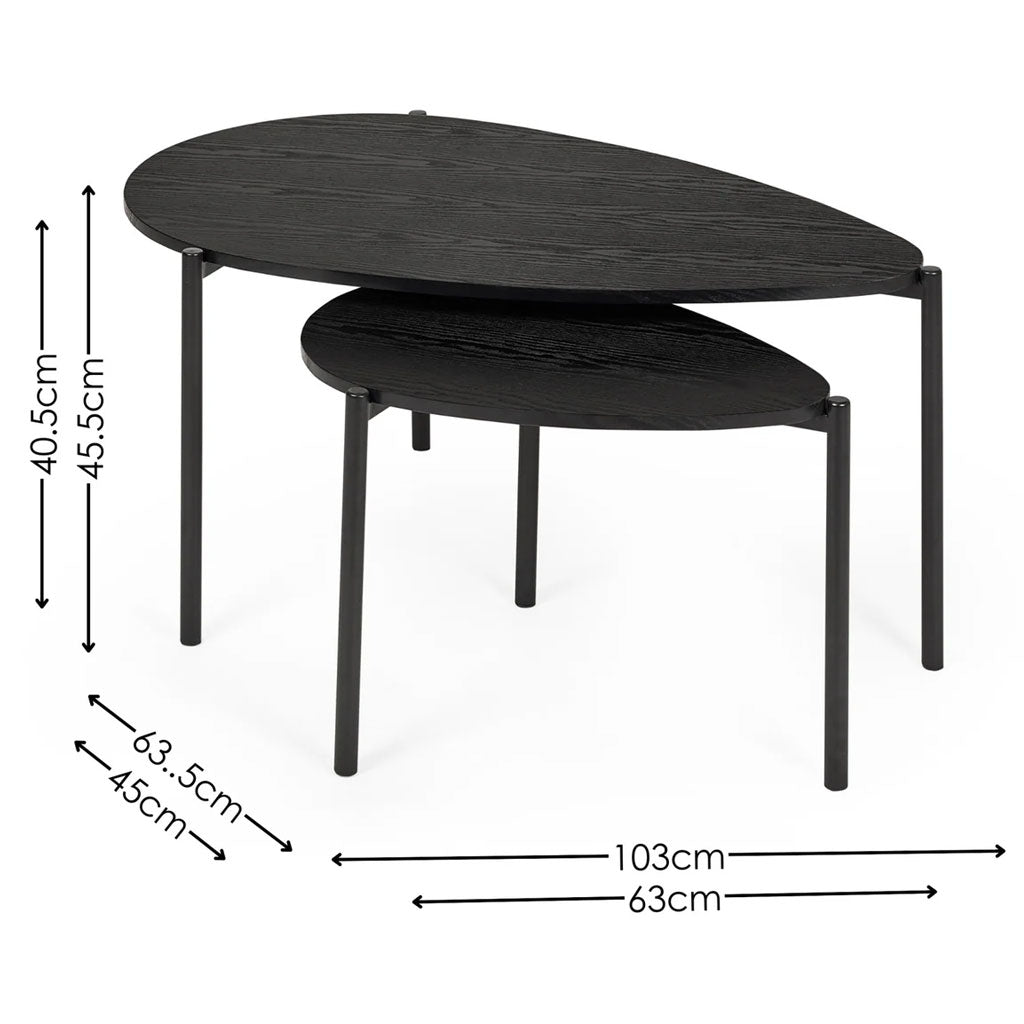 Wooden Nesting Coffee Tables Teardrop - Lorette