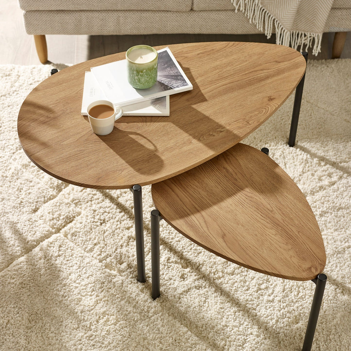 Wooden Nesting Coffee Tables Teardrop - Lorette