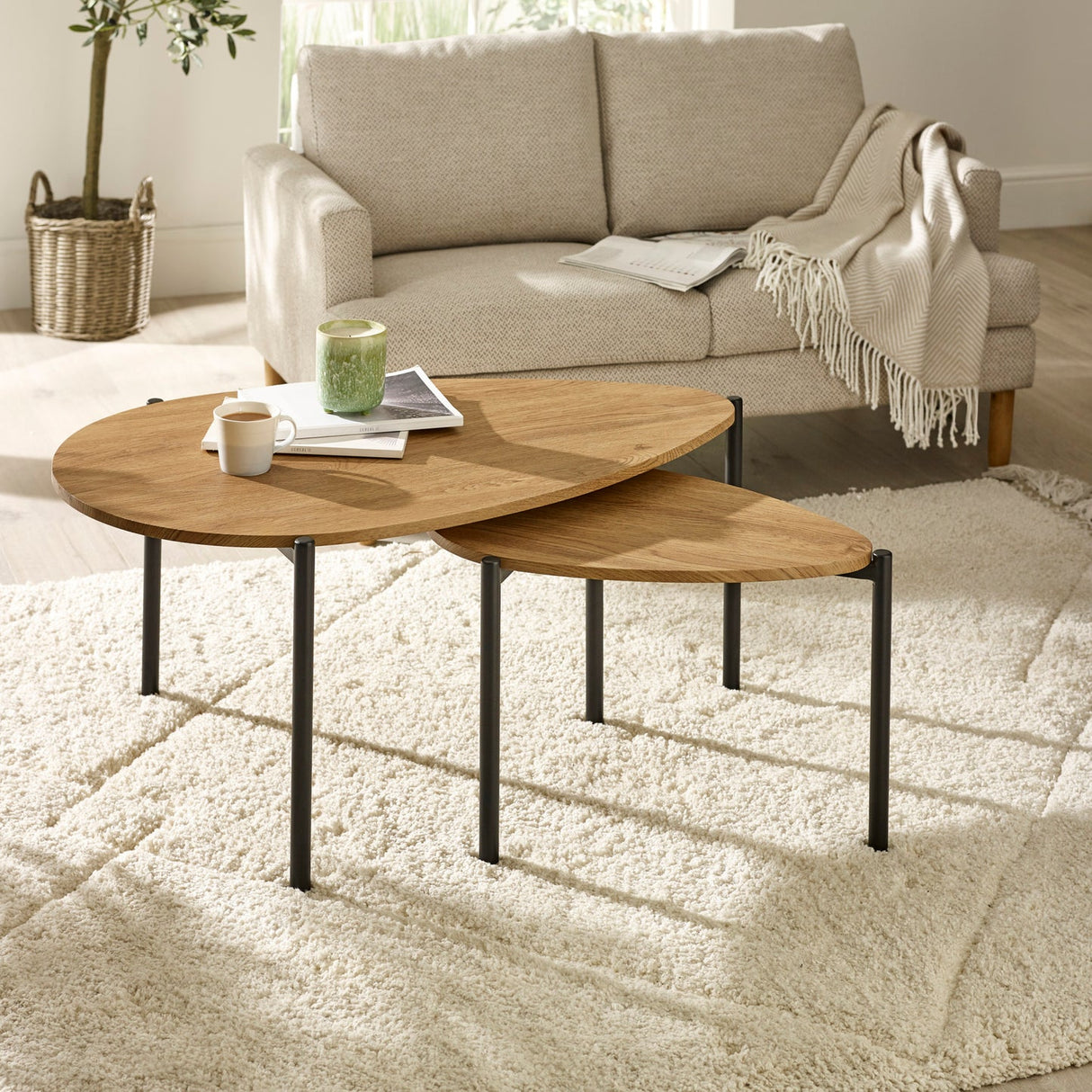 Wooden Nesting Coffee Tables Teardrop - Lorette