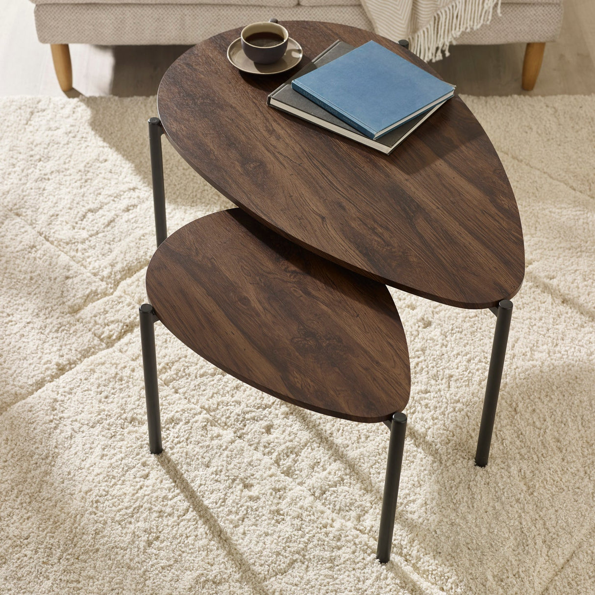 Wooden Nesting Coffee Tables Teardrop - Lorette