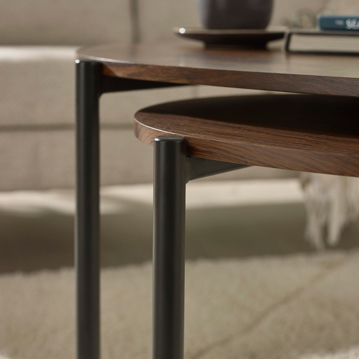 Wooden Nesting Coffee Tables Teardrop - Lorette