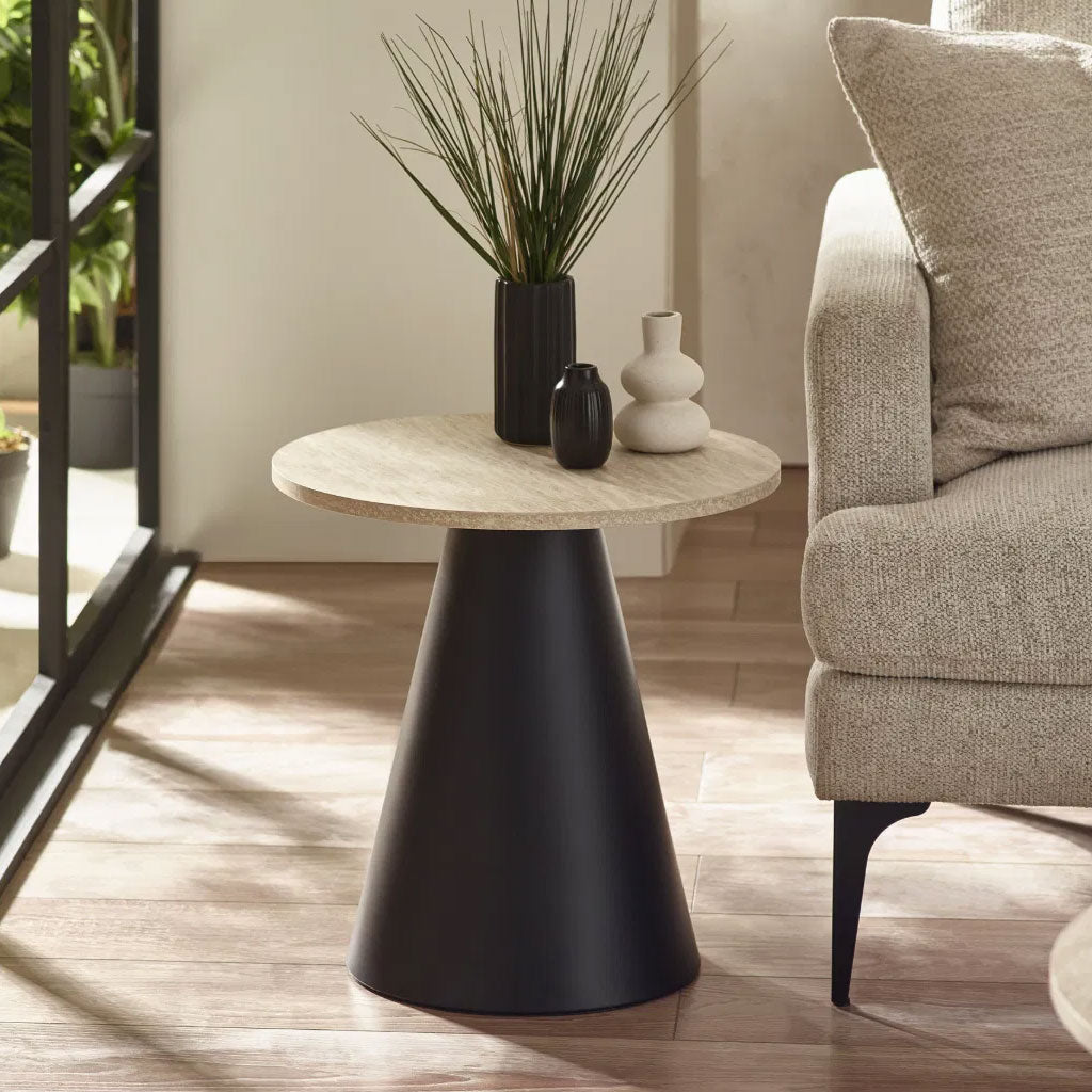 Wooden Nesting Coffee Tables With Black Metal Base - Elgon
