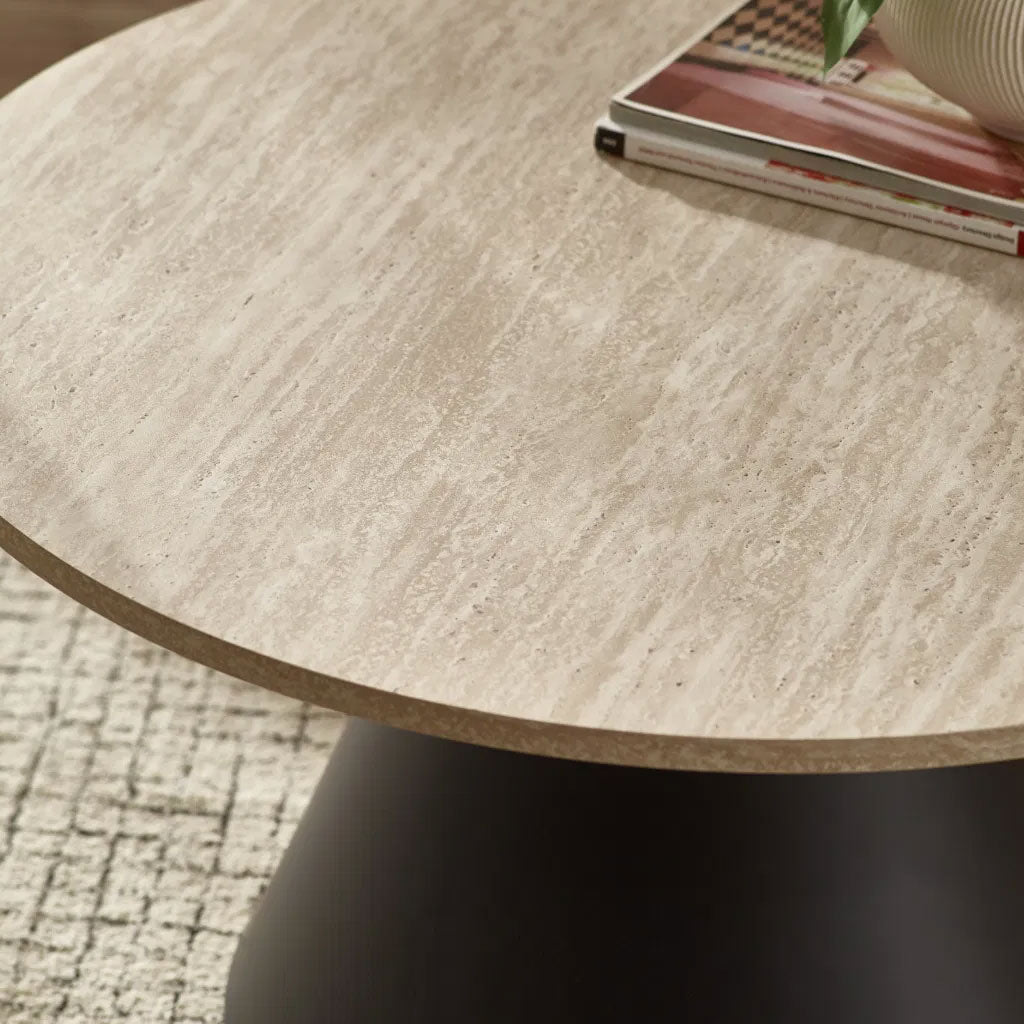 Wooden Nesting Coffee Tables With Black Metal Base - Elgon