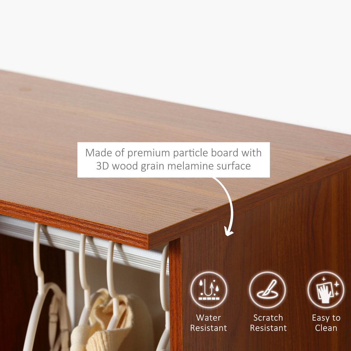 Wooden Open Wardrobe 80cm Wide With 4 Wheels - Velmora