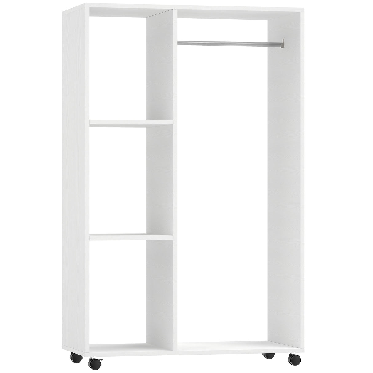 Wooden Open Wardrobe 80cm Wide With 4 Wheels - Velmora