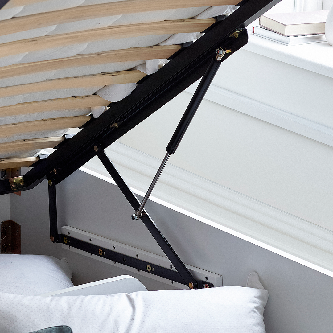 Wooden Ottoman Storage Double Bed With Bookcase Headboard - Arizona