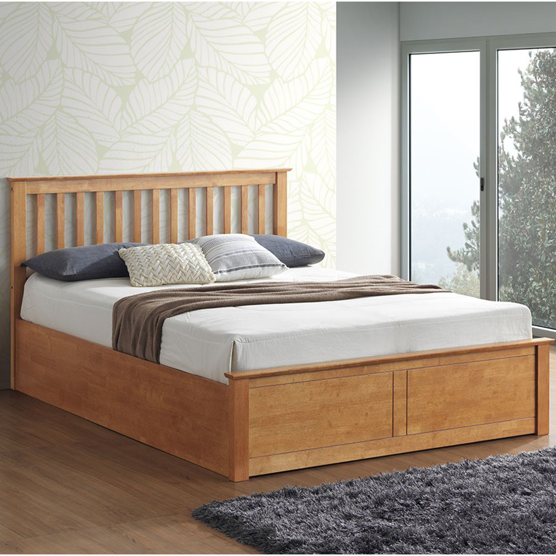 Wooden Ottoman Storage Double Bed - Malmo