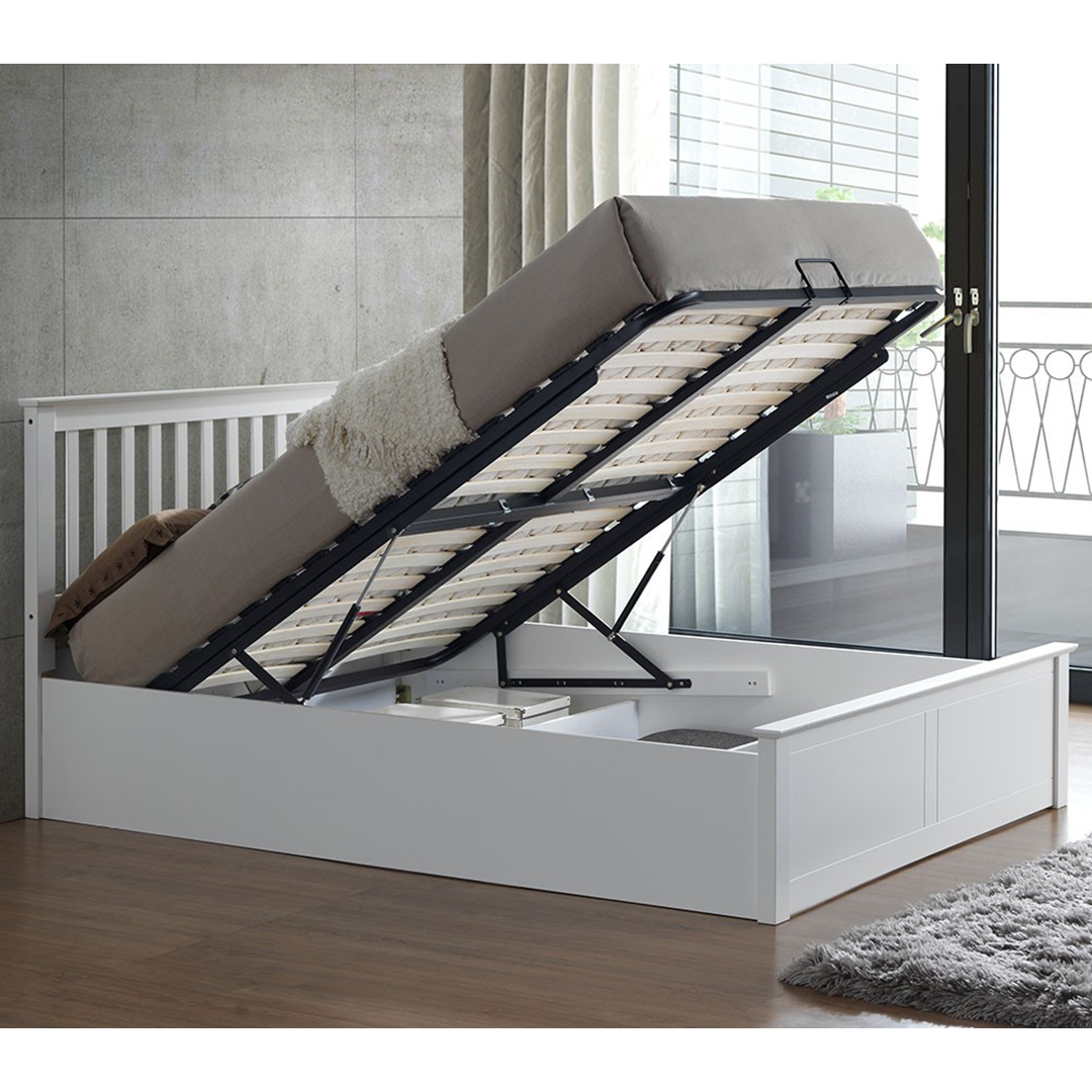 Wooden Ottoman Storage Double Bed - Malmo