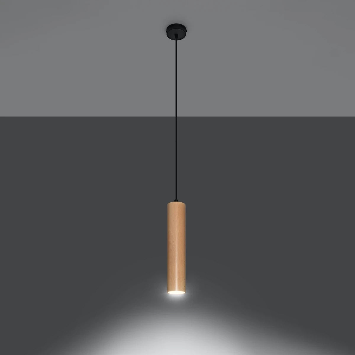 Wooden Pendant Light With Lino Lamp - Peach Puff