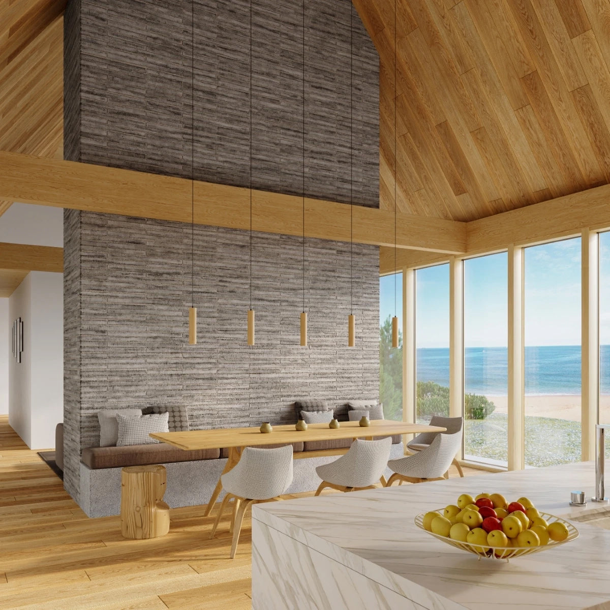 Wooden Pendant Light With Lino Lamp - Peach Puff