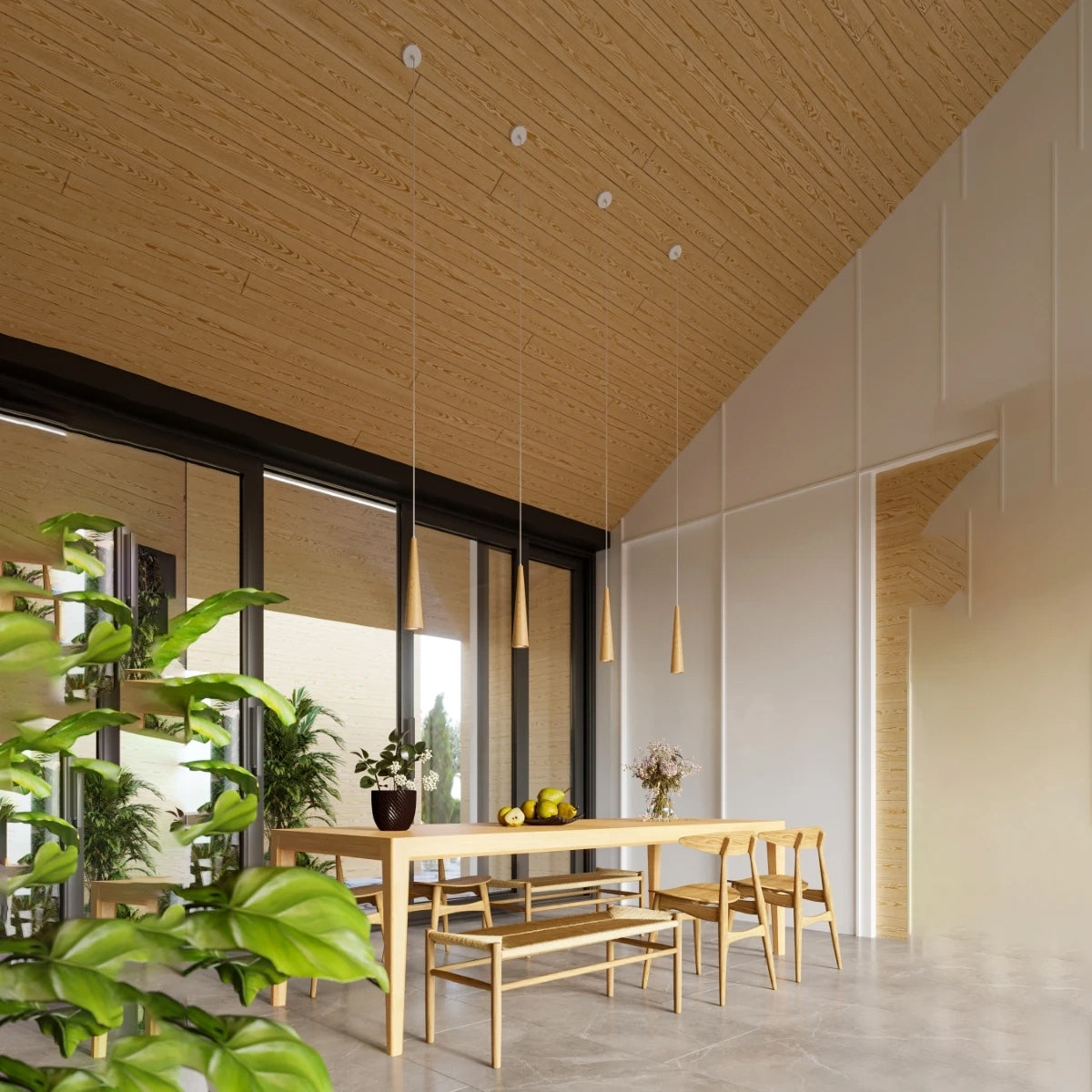 Wooden Pendant Light With Sula 1 Lamp - Peach Puff