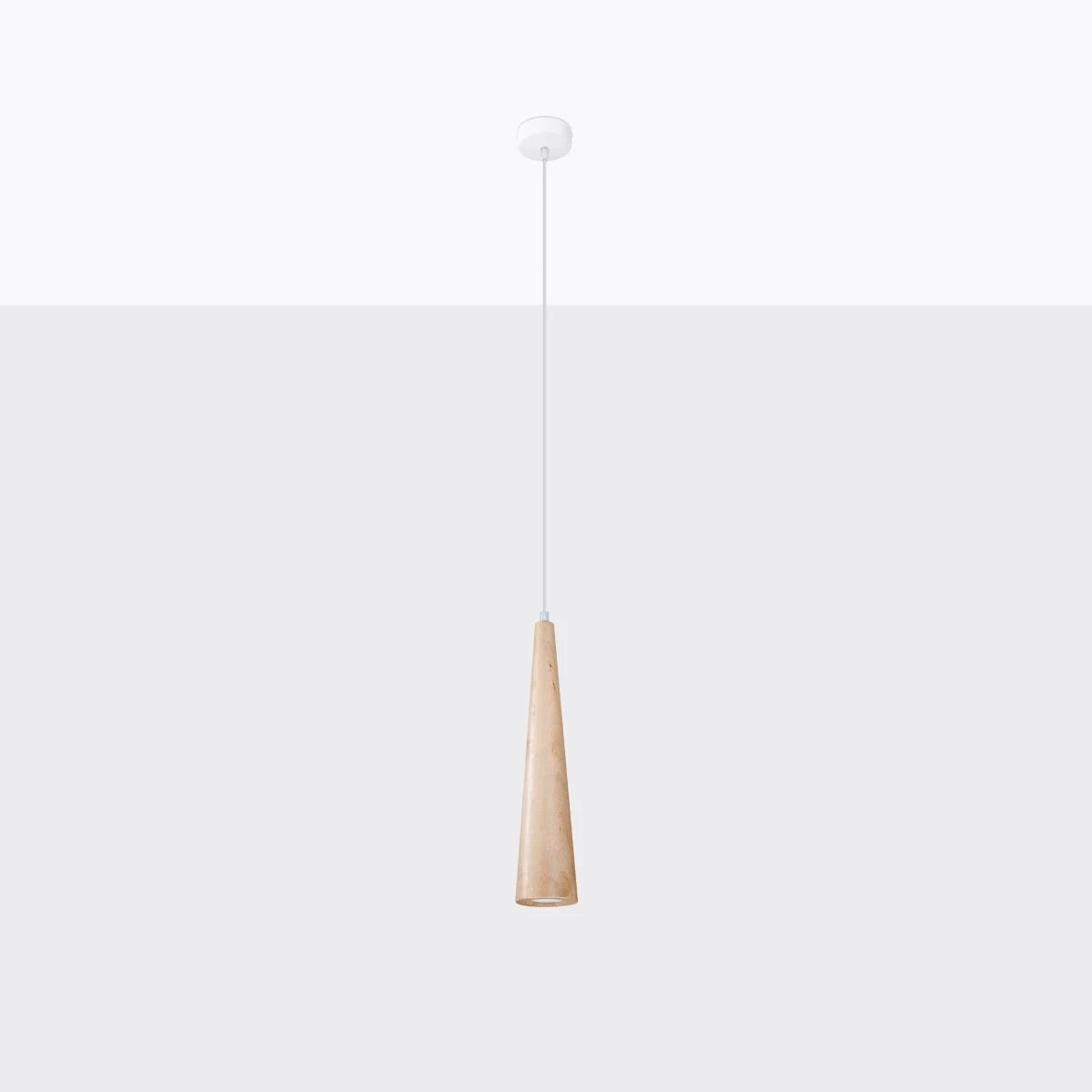 Wooden Pendant Light With Sula 1 Lamp - Peach Puff