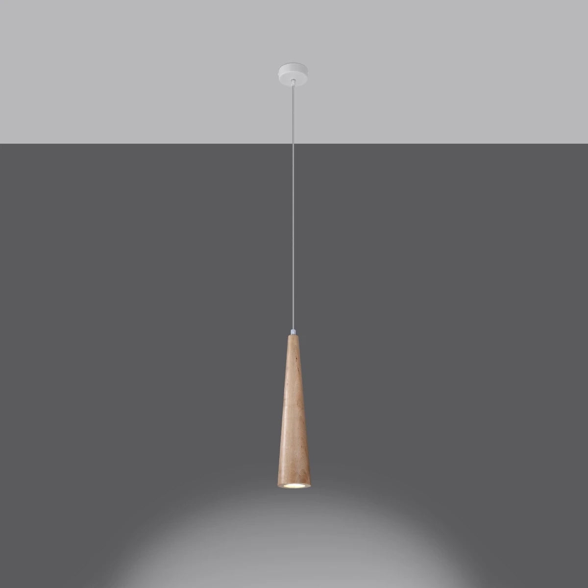 Wooden Pendant Light With Sula 1 Lamp - Peach Puff